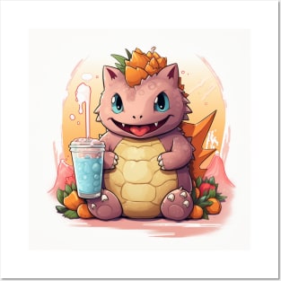 Cute Godzilla and drinking water Posters and Art